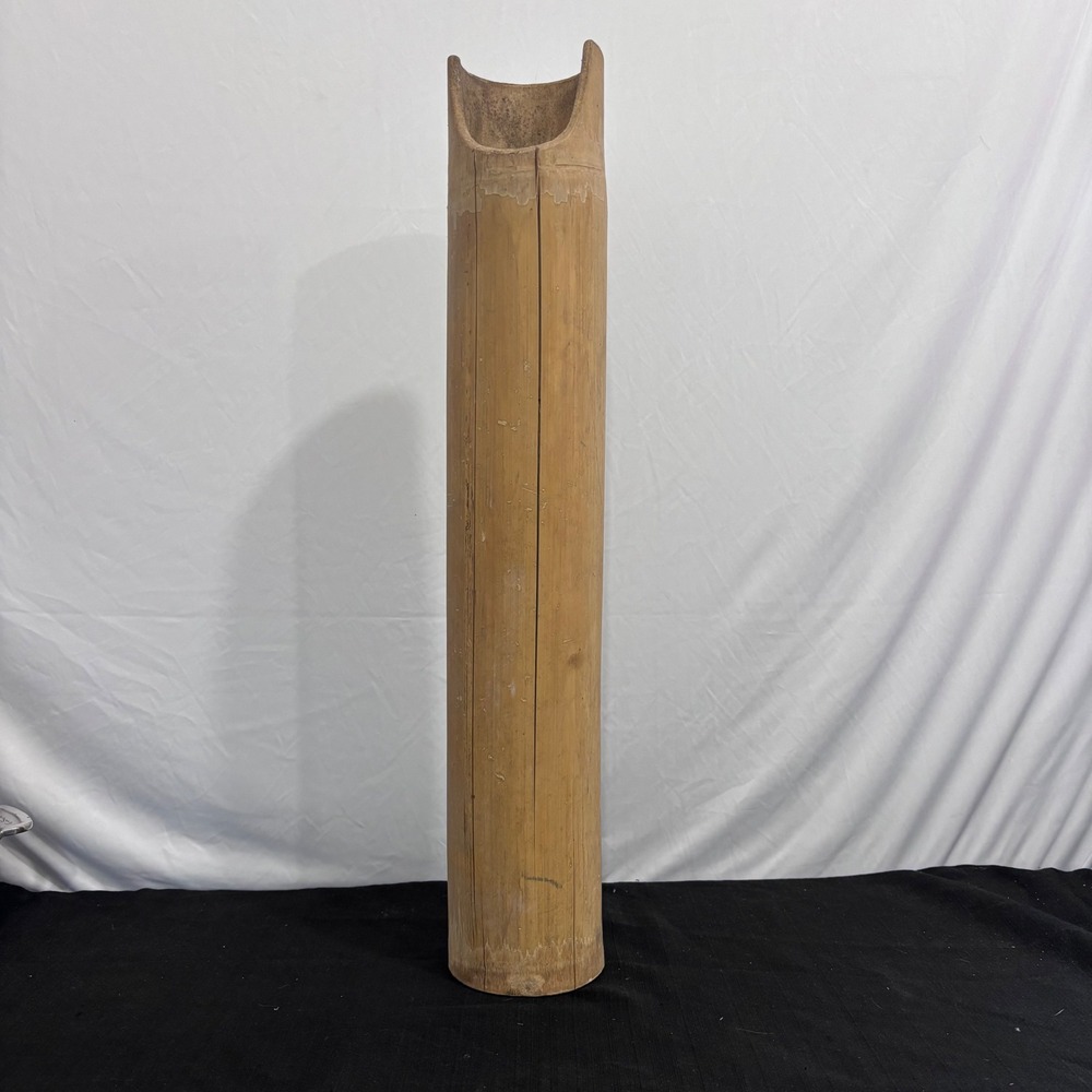 Vintage Large Bamboo Pole Vase Natural‎ Wood Tiki Decor 24 Inch Rustic Tropical